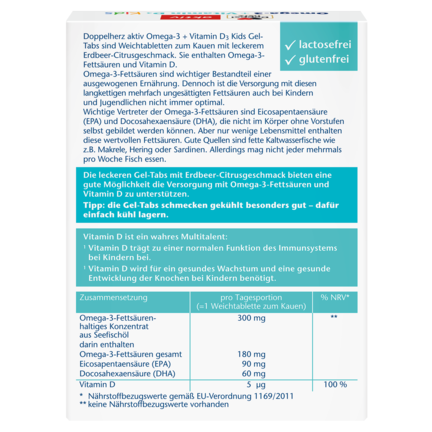 Illustration of the product packaging Допелхерц актив Омега-3 + Витамин D3 за Деца rear view