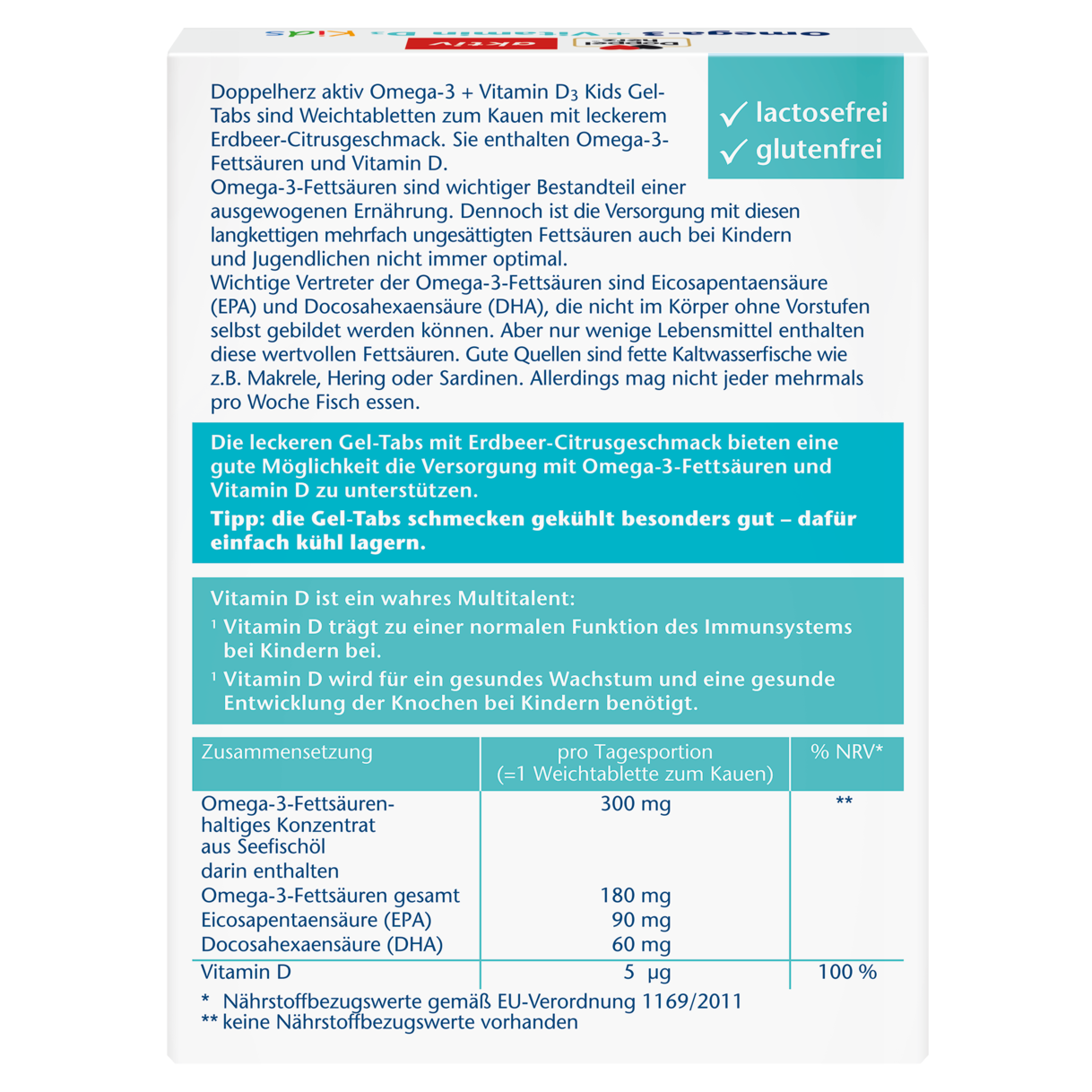 Illustration of the product packaging Допелхерц актив Омега-3 + Витамин D3 за Деца rear view