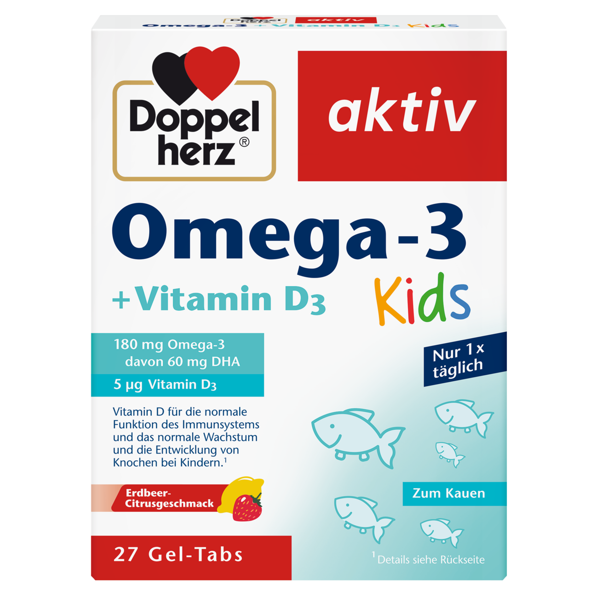 Illustration of the product packaging Допелхерц актив Омега-3 + Витамин D3 за Деца front view